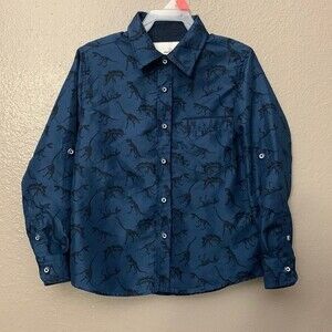 Craft +Flow little boy 4 small button up shirt. Dinosaur print.